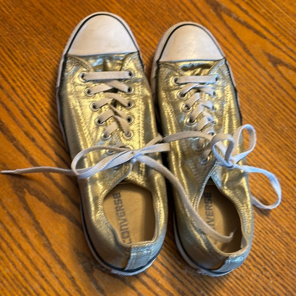Converse All Stars. Gold shiny. Women 11 (also mens 9 per tag)